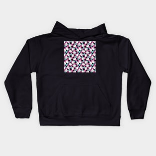 Moonflowers - pink and turquoise on black Kids Hoodie